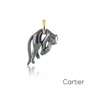 Cartier Yellow Gold and Silverium Hanging Panthere Pendant